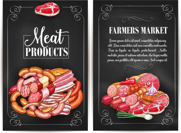 Vector Posters For Butchery Shop Meat Products Stock Illustration