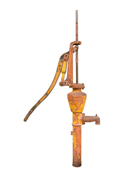 istock Vintage rocker arm pump water on isolated background. 826158036