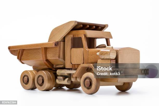 Wooden Toy Car On White Background Stock Photo - Download Image Now - Abstract, Antique, Car