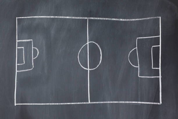 istock Drawing of a soccer field on a blackboard 826163068