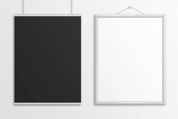 istock Black and white 3D illustration US letter poster mock up. 826163308