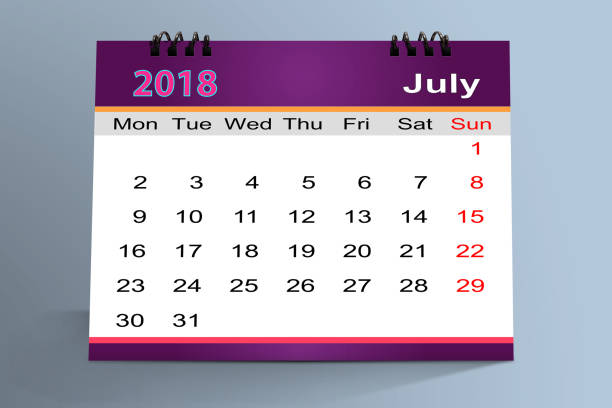 Desktop Calendar Design July  2018 with mockup