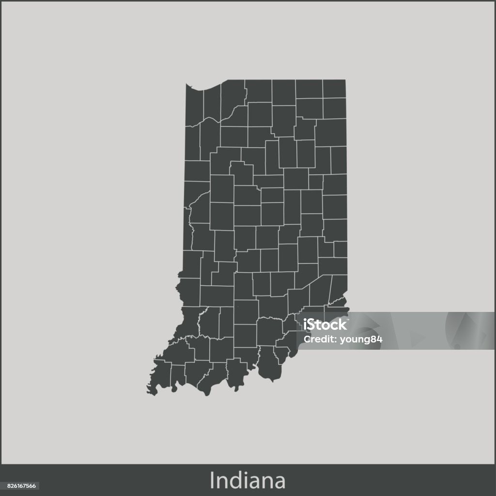 Indianamap Label Less Indiana Map Stock Illustration - Download Image Now - Cartography, Cut ...