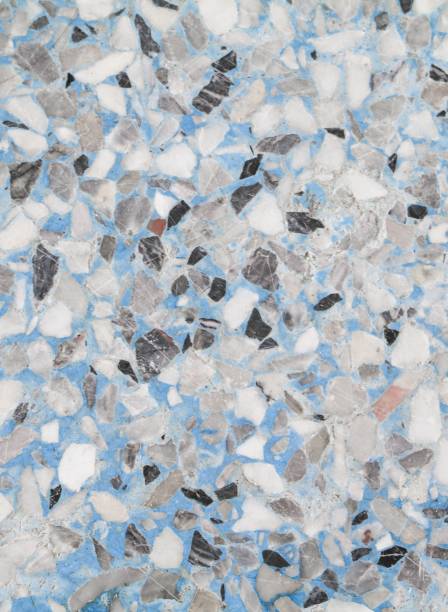 istock Terrazzo floor, Marble blue surface stone wall retro styled texture pattern, and color  for background 826174592