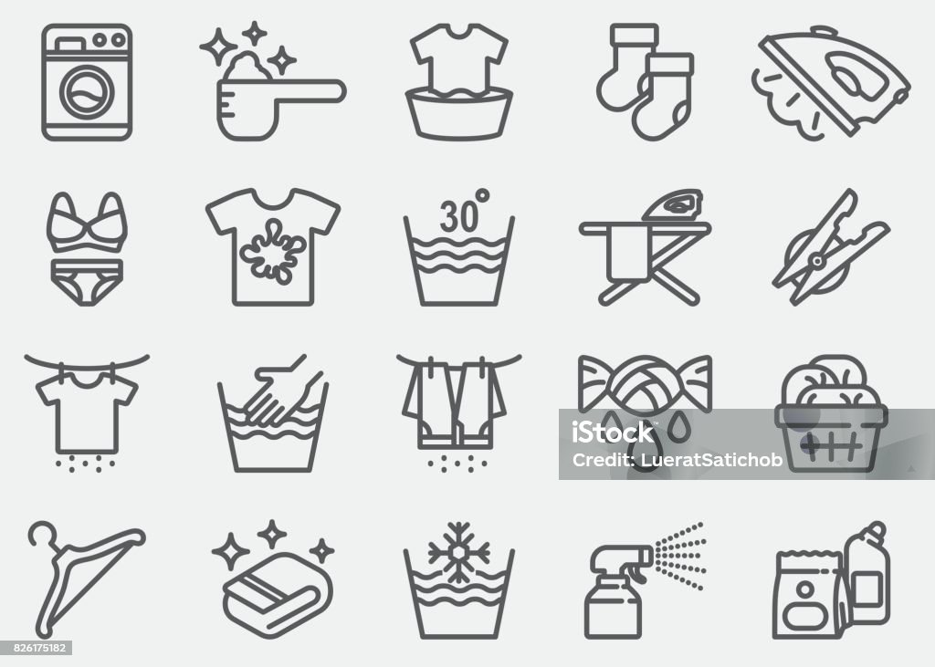 Laundry Line Icons Laundry stock vector