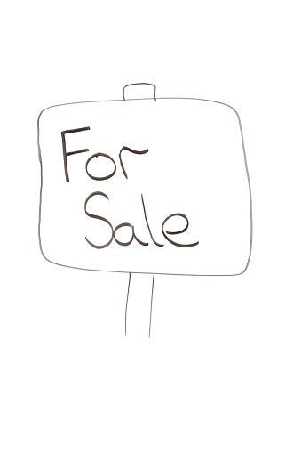 Drawn sign with words for sale