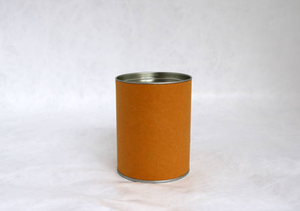 istock Aluminum can wrap brown paper isolated on white background. 826178652