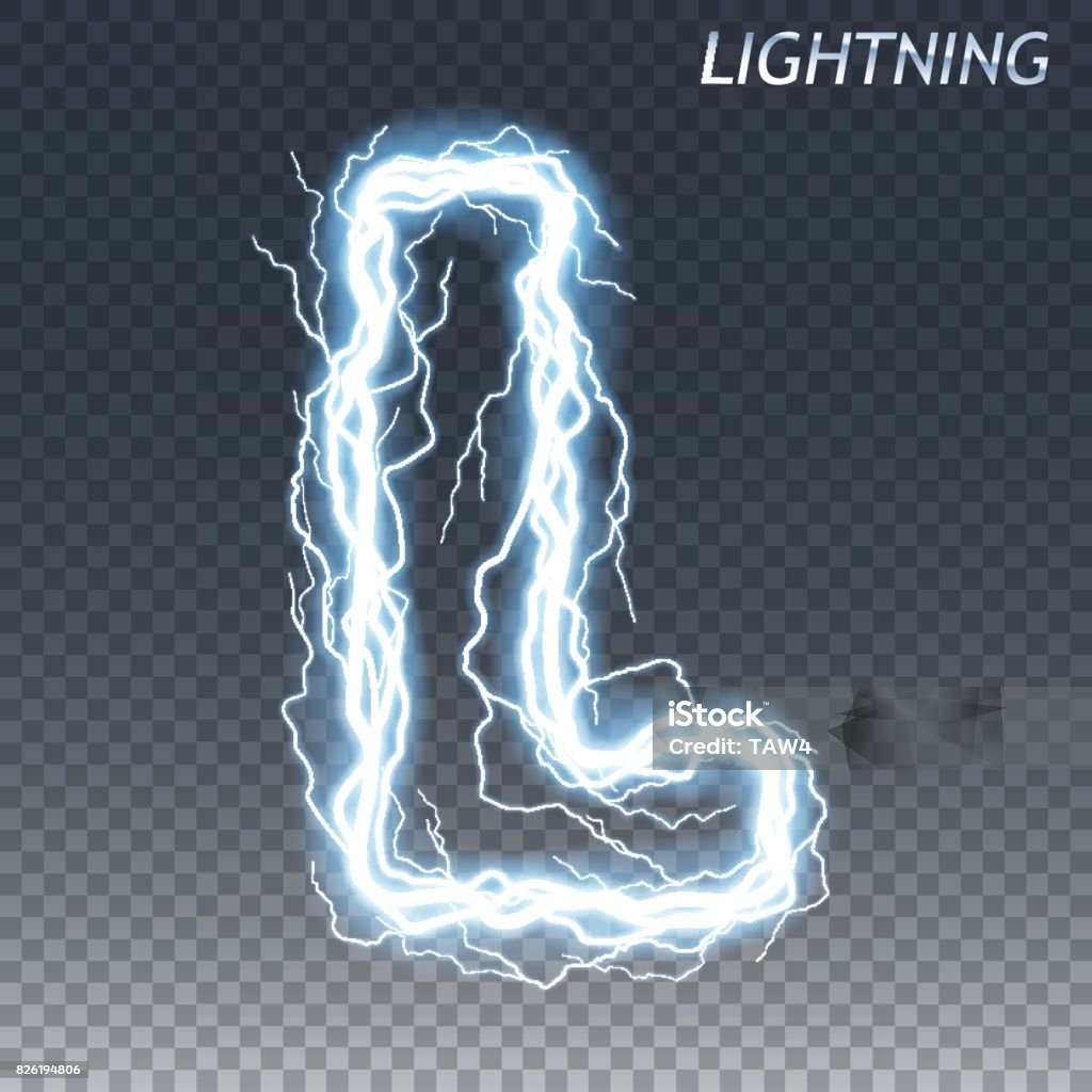 Thunder Lettering Lightning And Thunder Bolt Or Electric Font Glow And Sparkle Effect ...