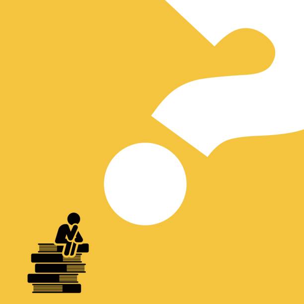 Man sitting on books pile thinking Man sitting on books pile thinking, vector illustration. entrepreneur clipart stock illustrations