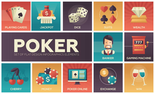 poker - ikon desain datar modern vektor diatur - situs taruhan online ilustrasi stok