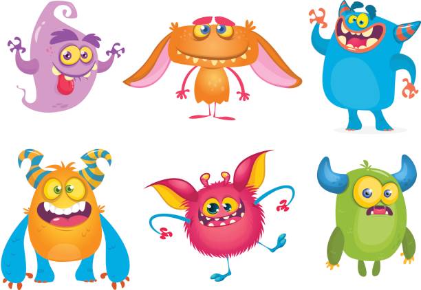 ilustrações de stock, clip art, desenhos animados e ícones de cute cartoon monsters. vector set of cartoon monsters: ghost, goblin, bigfoot yeti, troll and alien. halloween characters isolated - monster cartoon bizarre characters