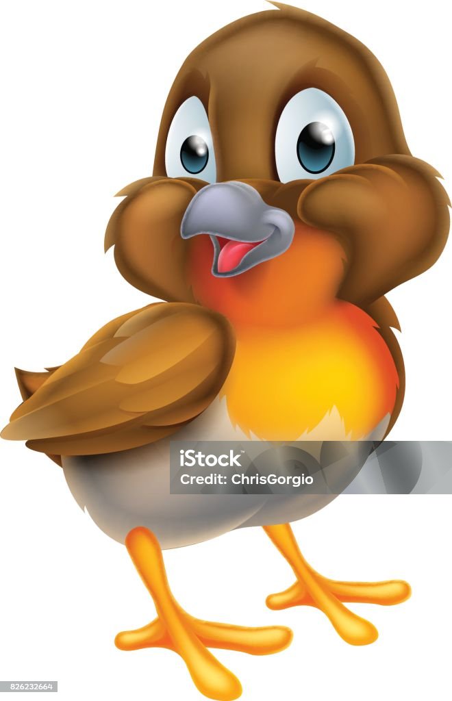 Cartoon Christmas Robin Bird Stock Illustration - Download Image Now - Robin,  Bird, Clip Art - iStock
