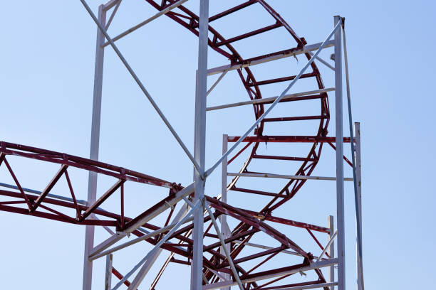 istock Rollercoaster against blue sky in the evening 826235648