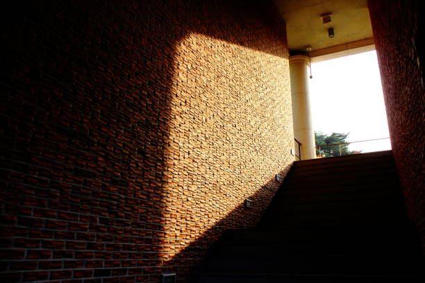 Sunshine on brick wall with stair