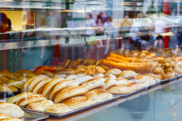 istock Chinese buns and pastries on display at a bakery in Chinatown, London 826241978