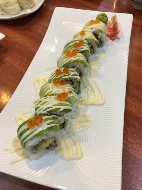 istock Sushi avocado topping with salmon roe. 826251294