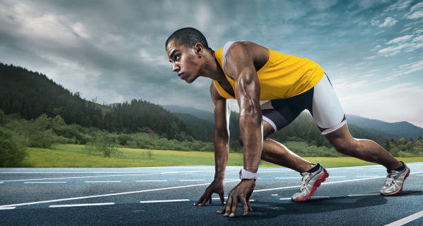 Sport. Runner on the start. Sport. Runner. sportsman professional sport side view horizontal stock pictures, royalty-free photos & images