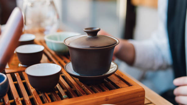 istock Wooden board for tea ceremonies close-up.Authentic Chinese tea ceremony 826258398