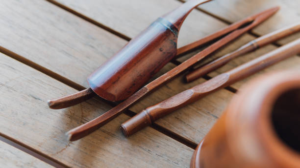 istock Top view of tea tools for tea ceremony close-up. 826258502