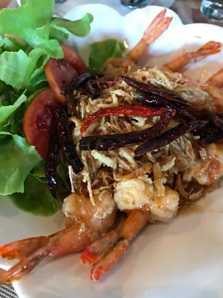 istock Fried shrimp with tamarind sauce. 826258778