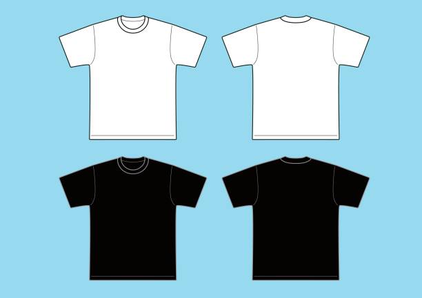 illustrazioni stock, clip art, cartoni animati e icone di tendenza di t-shirt modello - nero & bianco - t shirt shirt white men