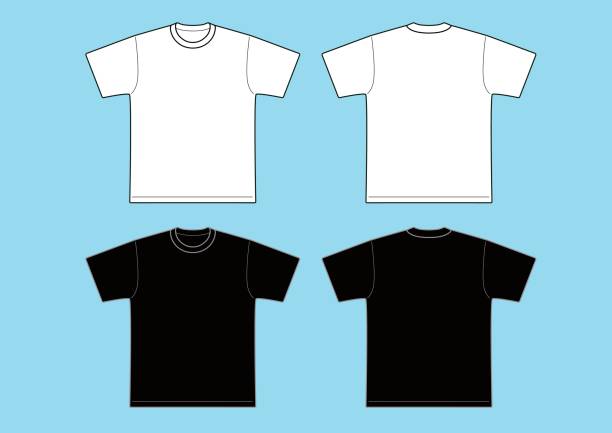 t-shirty szablon - czarny & biały - t shirt shirt white men stock illustrations