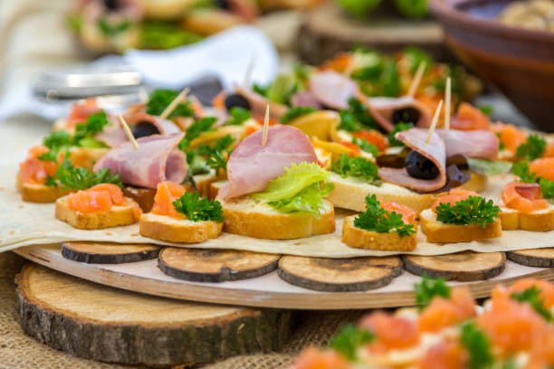 istock Banquet Table in restaurant served with different meals. 826280990
