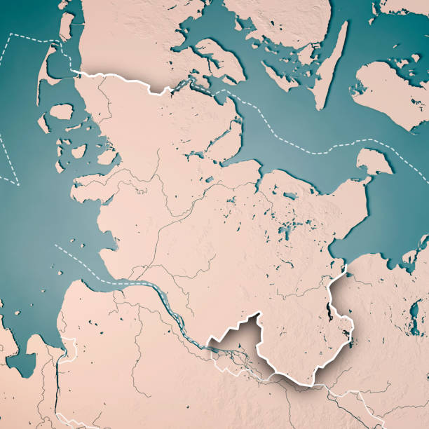 3D Render of a Topographic Map of the State of Schleswig-Holstein, Germany.\nAll source data is in the public domain.\nBoundaries Level 1: Made with Natural Earth.\nhttp://www.naturalearthdata.com/downloads/10m-cultural-vectors/\nBoundaries Level 0: Humanitarian Information Unit HIU, U.S. Department of State (database: LSIB)\nhttp://geonode.state.gov/layers/geonode%3ALSIB7a_Gen\nRelief texture and Rivers: SRTM data courtesy of USGS. URL of source image: \nhttps://e4ftl01.cr.usgs.gov//MODV6_Dal_D/SRTM/SRTMGL1.003/2000.02.11/\nWater texture: SRTM Water Body SWDB:\nhttps://dds.cr.usgs.gov/srtm/version2_1/SWBD/