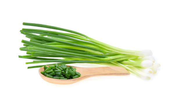istock Green onion isolated on the white background 826284720