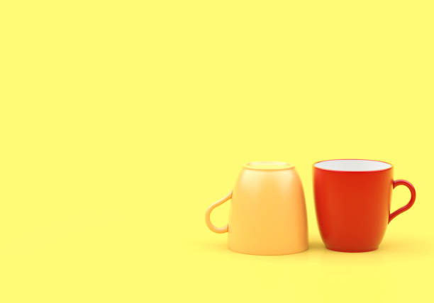 istock Minimal design Red and Yellow glass on yellow background. 826285240