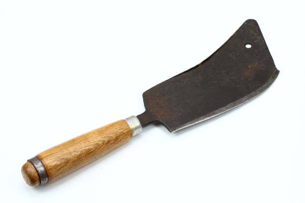 istock Vintage butcher meat-cleaver on the white background 826288528