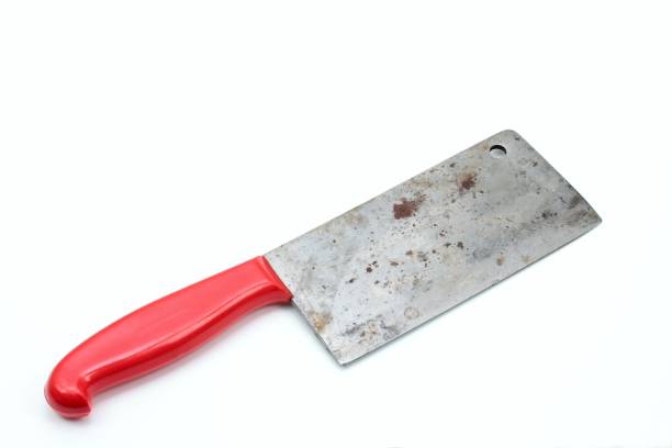 istock Vintage butcher meat-cleaver on the white background 826288634