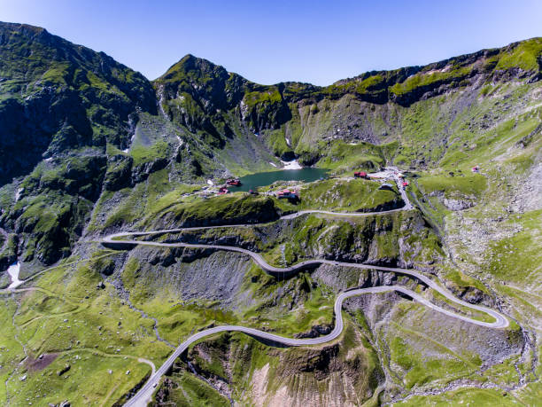 istock Transfagarasan and Balea Lake aerial view 826292424