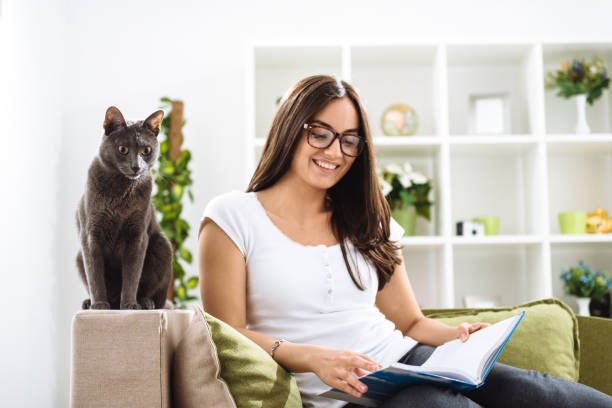 istock Me and my Russian blue cat 826300490