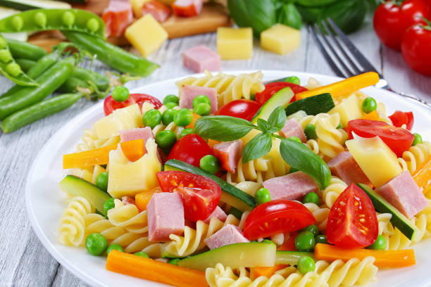 light healthy colorful antipasto salad, close-up