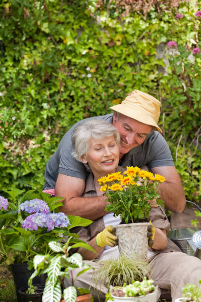 istock Senior couple working in the garden 826316568
