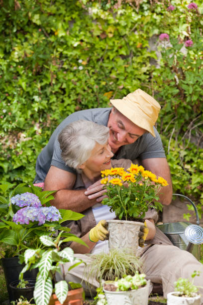 istock Senior couple working in the garden 826316720