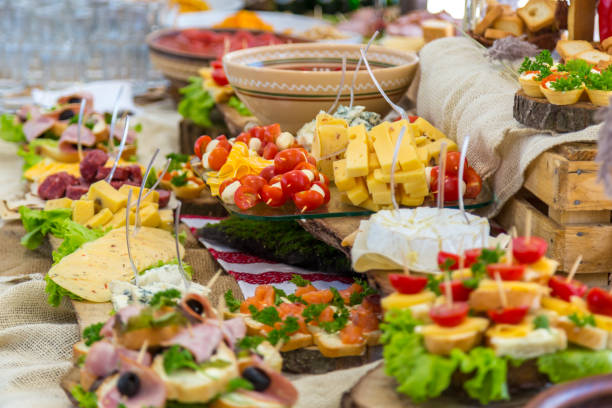 istock Banquet Table in restaurant served with different meals. 826319234