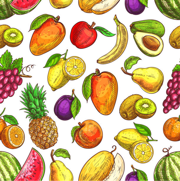 食べ物や飲み物のデザインのフルーツ シームレス パターン - gooseberry fruit berry backgrounds点のイラスト素材／クリップアート素材／マンガ素材／アイコン素材