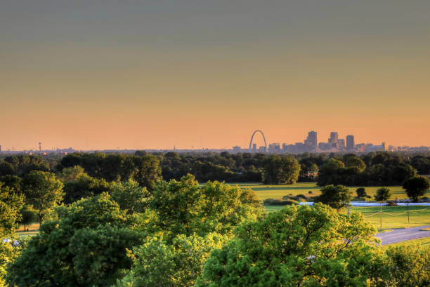 The Gateway Arch and St. Louis, Missouri Skyline stock photo