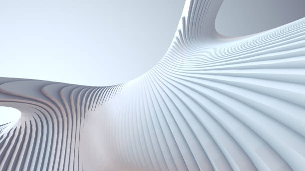 sfondo futuristico a strisce bianche. illustrazione di rendering 3d - caratteristica architettonica foto e immagini stock