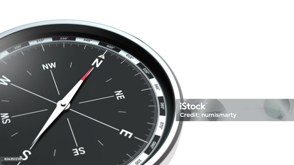 compass on white background compass on white background with copy space Navigational Compass Stock Photo