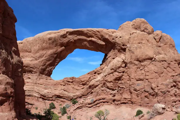 Massive sandstone rock arch in Utah.