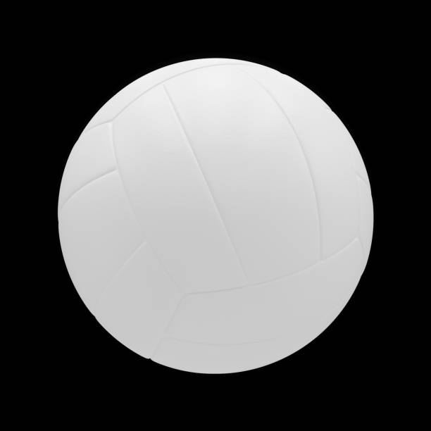 istock 3D rendering white Volleyball ball isolated on black 826355236