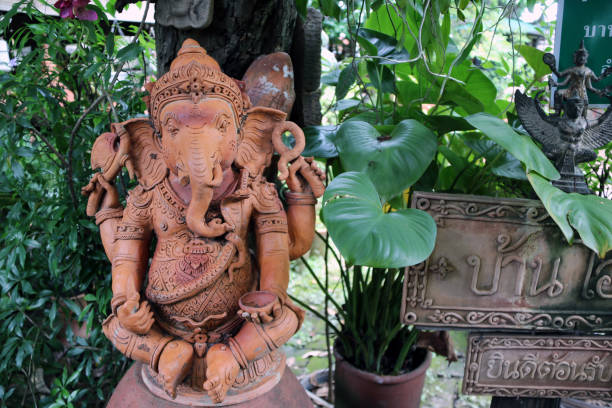 Earthen Ganesha at Koh Kret Island. stock photo