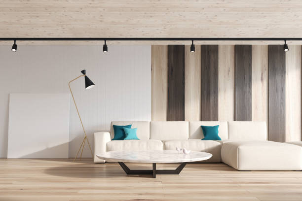 istock White and striped living room, sofa 826377862