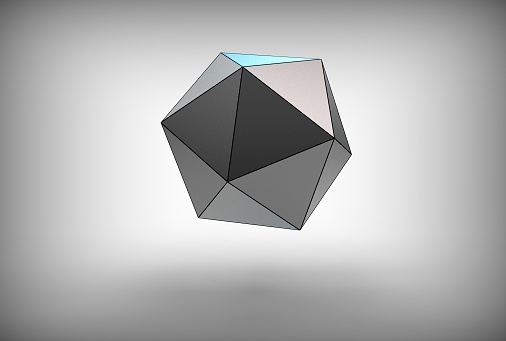 3d rendering of icosahedron isolated on white
