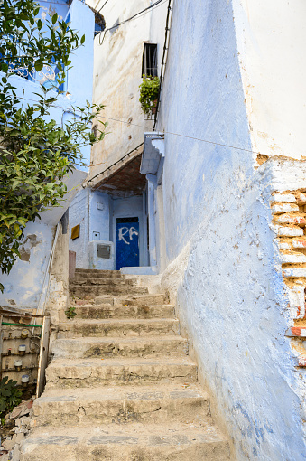 Architecture of Chefchaouen, small town in northwest Morocco famous by its blue buildings