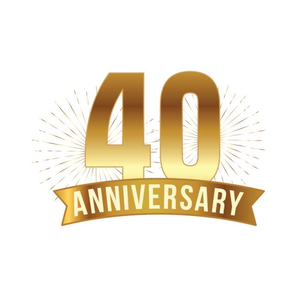 ilustrações de stock, clip art, desenhos animados e ícones de anniversary golden forty years number - 40 44 years