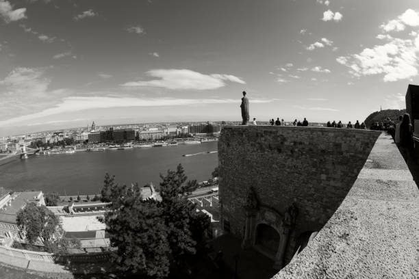Budapest Hungary Oct 03 2016: Deatailes of the Mediaval   Historical Inner Castle District in Budapest. The whole Castle Districk is listed by UNESCO as a world Heritage site and was first completed in 1265. The Castle District is full of history.